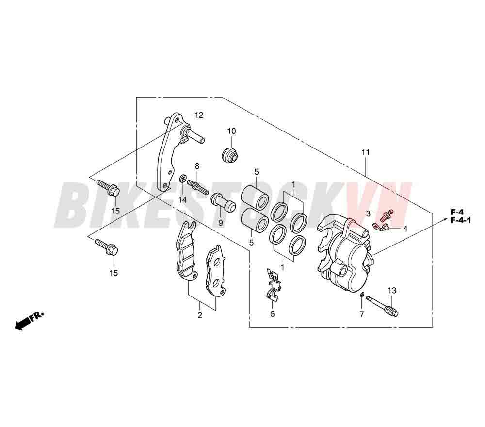 FRONT BRAKE CALIPER (1) (ANC110BCT/BST/ BB/BC/BS/BT)