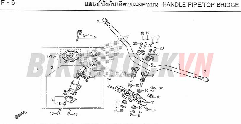 F-6_ỐNG TAY LÁI/CẦU TRÊN