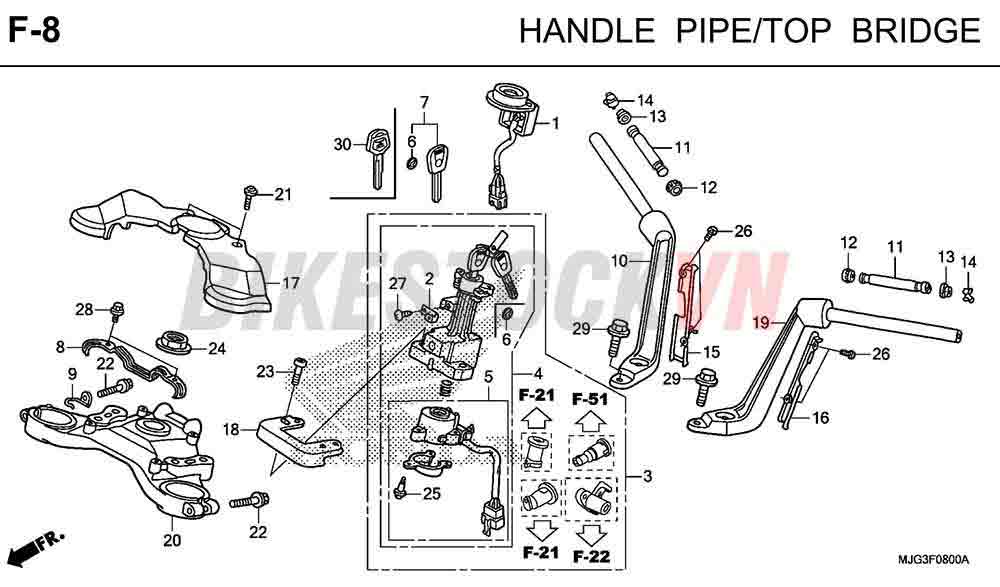 F-8_ỐNG TAY LÁI/ CẦU TRÊN