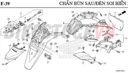 F-39_CHẮN BÙN SAU/ ĐÈN SOI BIỂN SỐ