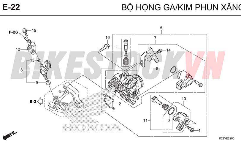 E22_BỘ HỌNG GA/KIM PHUN XĂNG