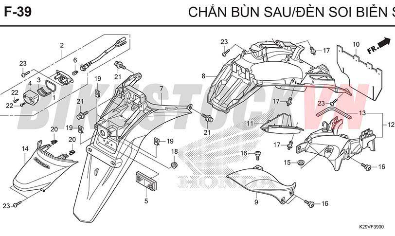 F39_CHẮN BÙN SAU/ ĐÈN SOI BIỂN SỐ