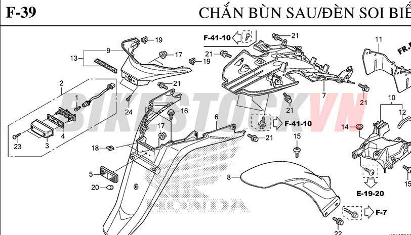 F-39_CHẮN BÙN SAU/ ĐÈN SOI BIỂN SỐ