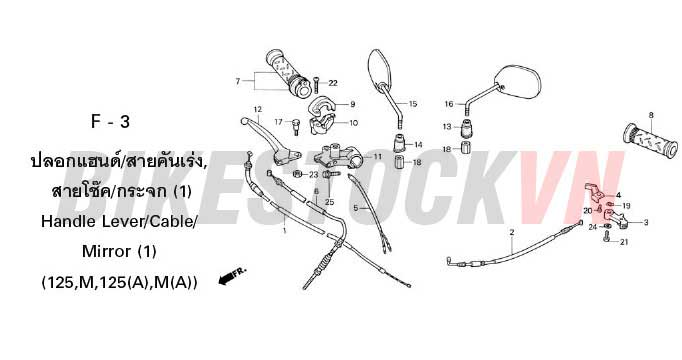 F-3_ỐNG TAY NẮM/GƯƠNG CHIẾU HẬU/DÂY