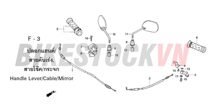 F-3_ỐNG TAY NẮM/GƯƠNG CHIẾU HẬU/DÂY