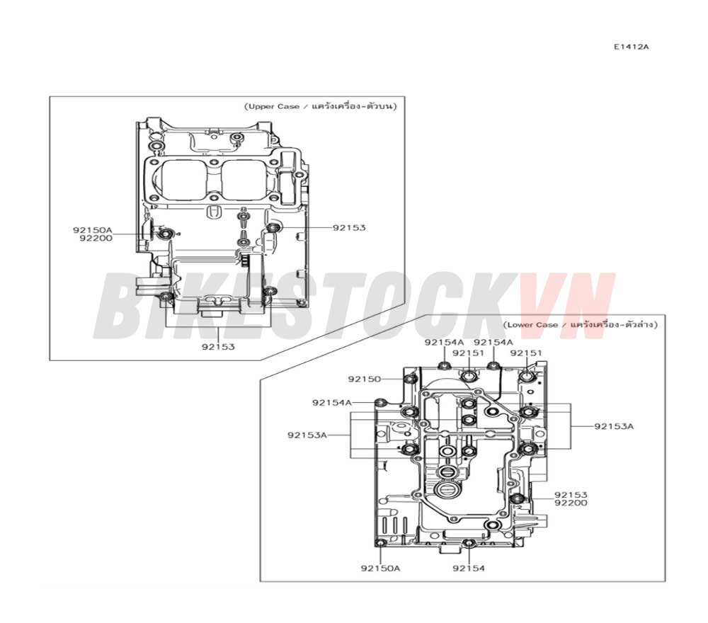 ENGINE CRANKCASE BOLT PATTERN (EX300AEA99330-)