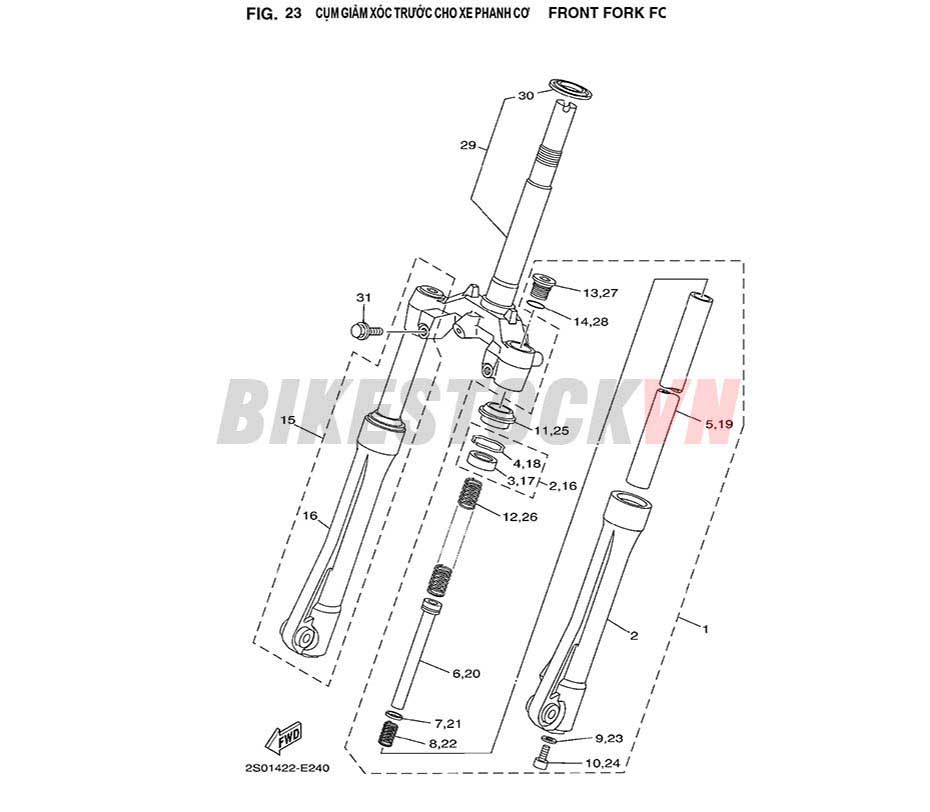 FIG-23_CỤM GIẢM XÓC TRƯỚC CHO XE PHANH CƠ