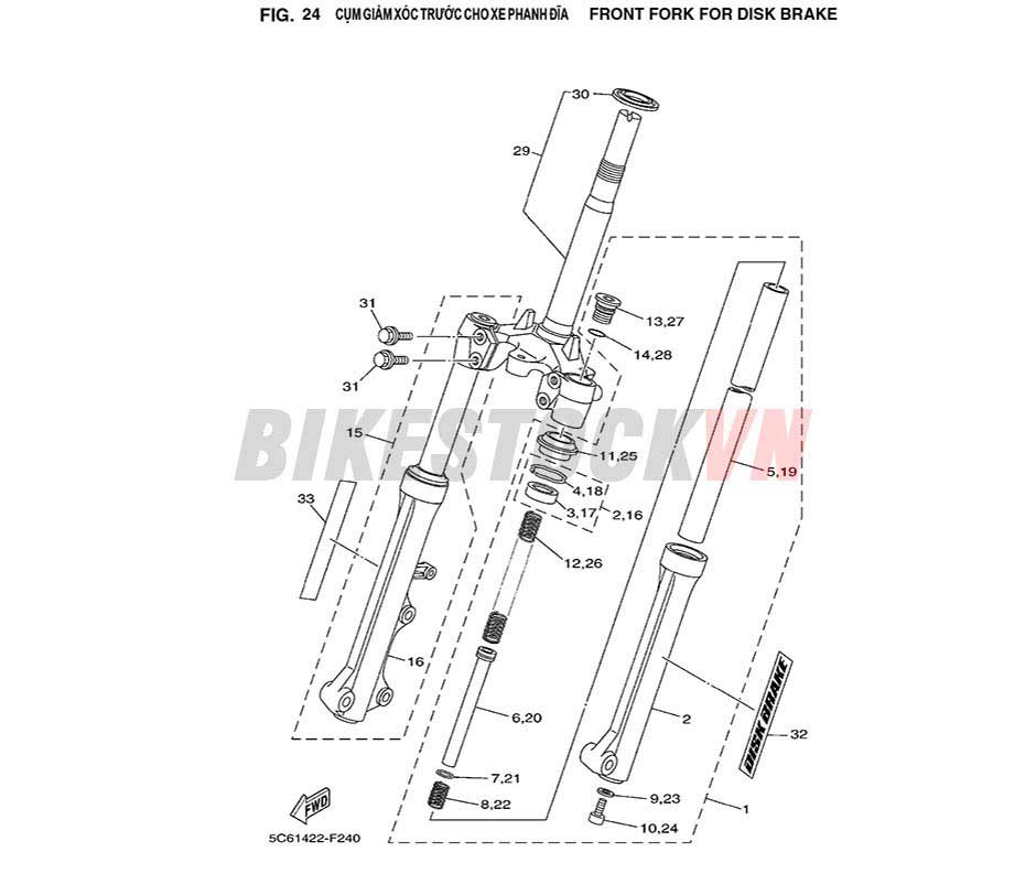 FIG-24_CỤM GIẢM XÓC TRƯỚC CHO XE PHANH ĐĨA