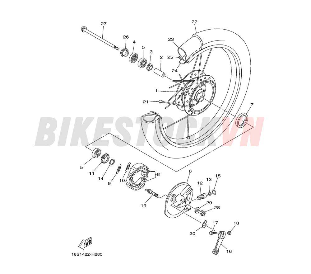 FRONT WHEEL FOR DRUM BRAKE (1FPC)