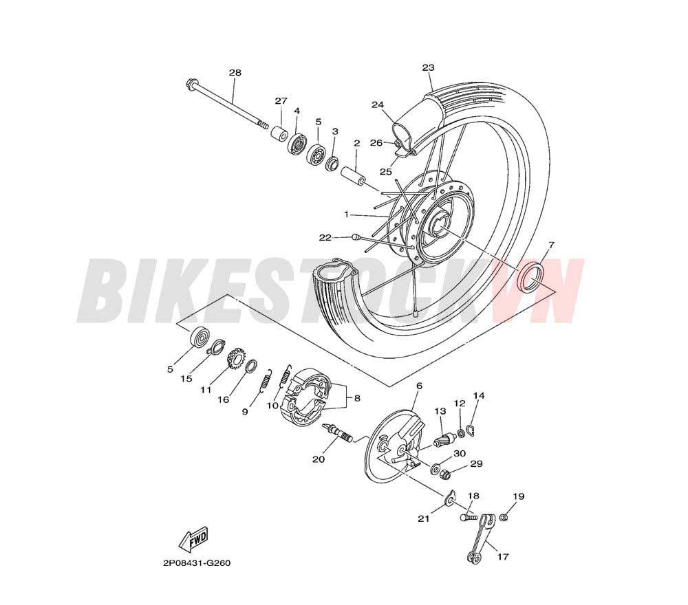 FRONT WHEEL FOR DRUM BRAKE (50P1)