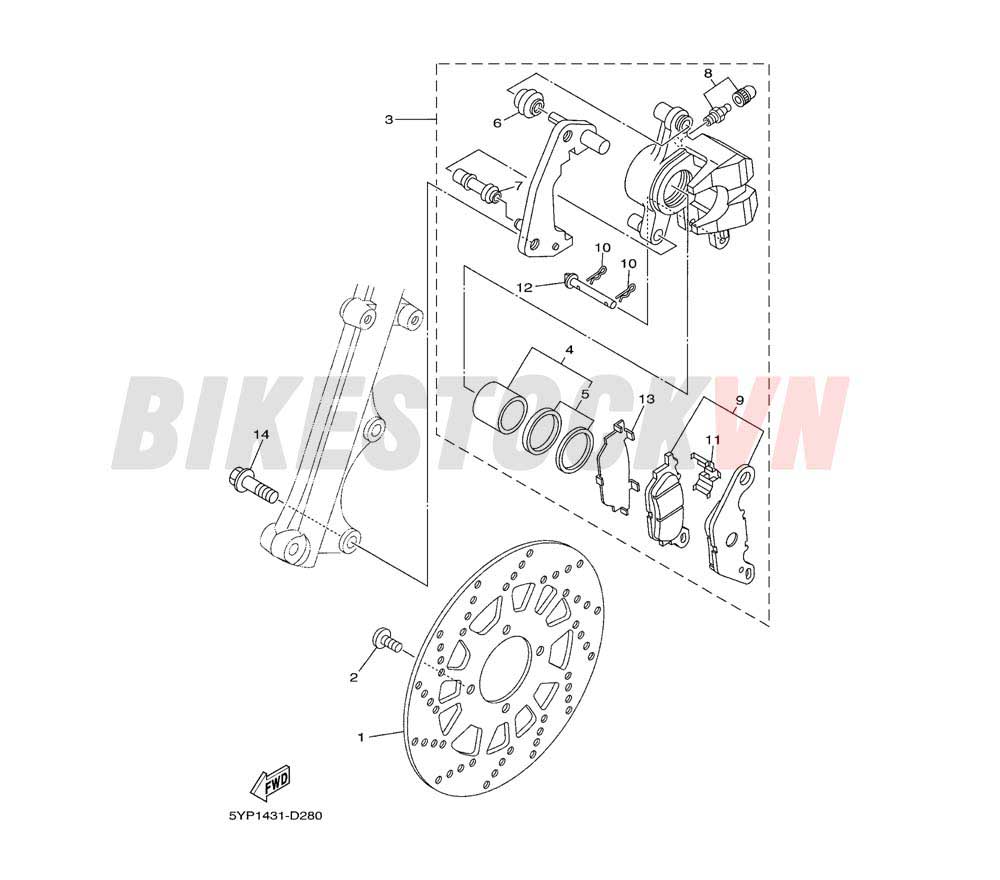 FRONT BRAKE CALIPER (2S4C/D/5YP9/A)