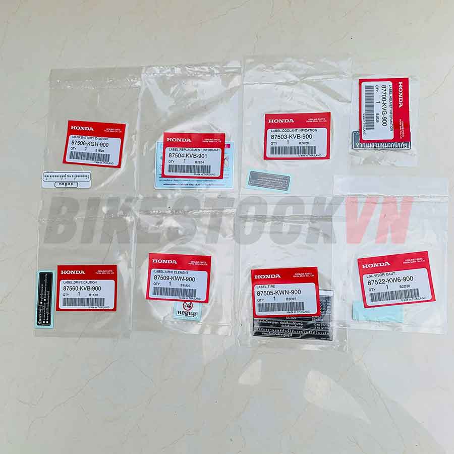 FULL BỘ TEM THÔNG SỐ (8PCS) PCX125 2009